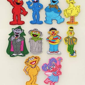Blue Red Cookie Monster Patch Muppets Iron On Sew On Badge
