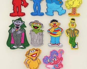 Blue Red Cookie Monster Patch Muppets Iron On Sew On Badge