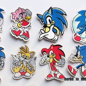 Sonic Hedgehog Tails Fox Knuckles Eggman Tygmärke Stryk-på Sy-på