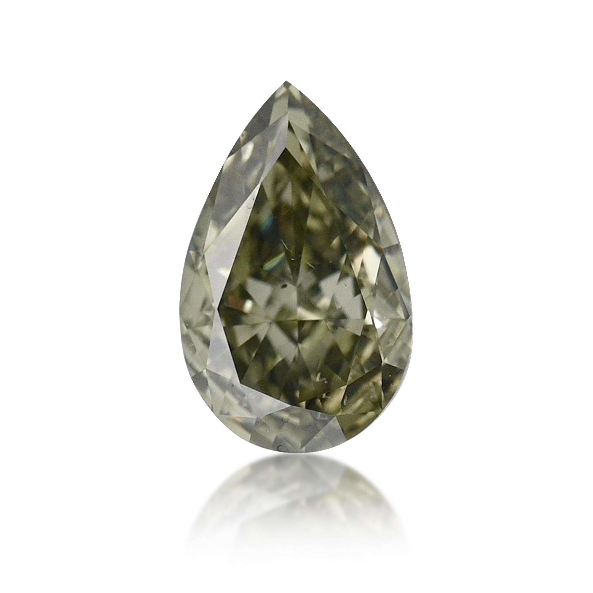 アクセサリー 0.138 Light Grayish Greenish Yellow SI-2 0.52 TCW Fancy Grayish Yellowish Green Natural Diamond, Loose Pear