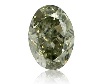 0.25 TCW Natural Loose Diamond, Fancy Grayish Yellowish Green Color, Oval Shape, SI2 Clarity Gia Certified Rare Gift Handmade Jewelry