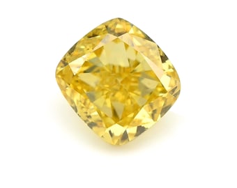 0,37 TCW GIA-gecertificeerde natuurlijke losse diamant fancy levendig geel kussen gemodificeerd briljant SI2, handgemaakte sieraden zeldzaam cadeau kostbare edelsteen