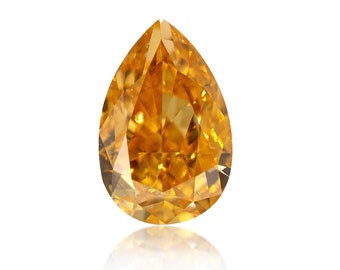 0.34 TCW Natural Loose Diamond, Fancy Intense Orange-yellow Color, Pear Shape Shape, SI1 Clarity Gia Certified Handmade Jewelry Rare Gift