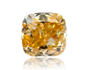 1.07 TCW Natural Loose Diamond, Fancy Deep Orangy Yellow Color, Cushion Modified Brilliant Shape, SI1 Clarity Gia Certified Rare Gift