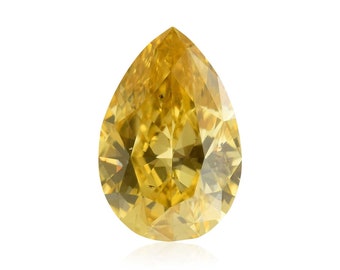 0,50 Karat natürlicher loser Diamant, ausgefallene intensive orange-gelbe Farbe, Birnenform SI1-Klarheit, GIA-zertifizierter handgefertigter Schmuck, seltenes Geschenk für Sie