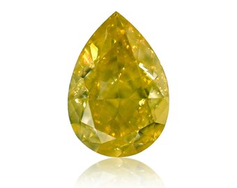 0.49 TCW Natural Loose Diamond, Fancy Intense Yellow Color, Pear Shape Shape, SI1 Clarity Gia Certified Rare Gift Handmade Jewelry