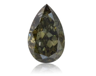 0.50 TCW Natural Loose Diamond, Fancy Dark Gray-yellowish Green Color, Pear Shape Shape, Clarity Gia Certified Handmade Jewelry Rare Gift