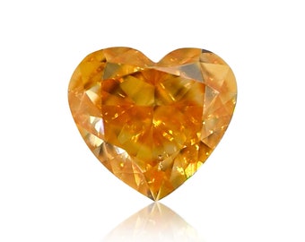 0.27 TCW Natural Loose Diamond, Fancy Intense Orange-yellow Color, Heart Shape, SI1 Clarity Gia Certified Rare Gift Handmade Jewelry