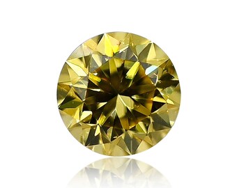 0.19 TCW Natural Loose Diamond, Fancy Intense Yellow Color, Round Brilliant Shape, SI1 Clarity Gia Certified Rare Gift Handmade Jewelry