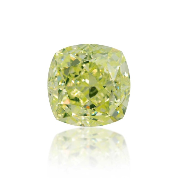 1 TCW Fancy Light Yellow-green Natural Loose Diamond (cushion 