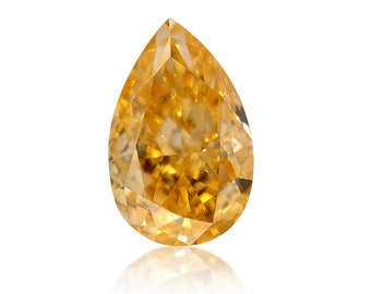 0.41 TCW Natural Loose Diamond, Fancy Intense Orange-yellow Color, Pear Shape Shape, SI1 Clarity Gia Certified Handmade Jewelry Rare Gift