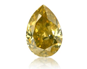 0.32 TCW Natural Loose Diamond, Fancy Deep Brownish Greenish Yellow Color, Pear Shape Shape, SI1 Clarity Gia Certified Handmade Jewelry