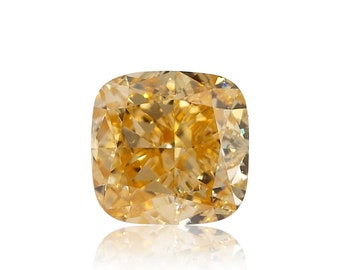 0.36 TCW Natural Loose Diamond, Fancy Orange-yellow Color, Cushion Modified Brilliant Shape, SI1 Clarity Gia Certified Handmade Jewelry