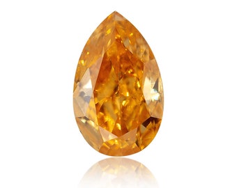 0.23 TCW Natural Loose Diamond, Fancy Vivid Orange-yellow Color, Pear Shape Shape, SI2 Clarity Gia Certified Handmade Jewelry Rare Gift