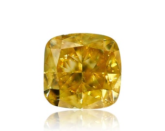 0.32 TCW Natural Loose Diamond, Fancy Vivid Yellow Color, Cushion Modified Brilliant Shape, VS1 Clarity Gia Certified Diamonds For Crafts