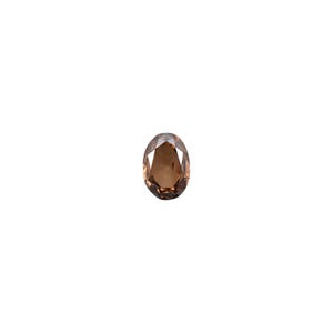 May include: A single, oval-cut gemstone in a rich, brown colour. The gem is displayed on a plain white backdrop, emphasising its clarity and the precision of the cut. The facets of the gemstone reflect light, producing a sparkling appearance. Ideal for jewellery.