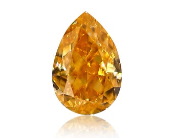 0.21 TCW Natural Loose Diamond, Fancy Vivid Orange-yellow Color, Pear Shape Shape, SI2 Clarity Gia Certified Diamonds For Crafts Rare Gift