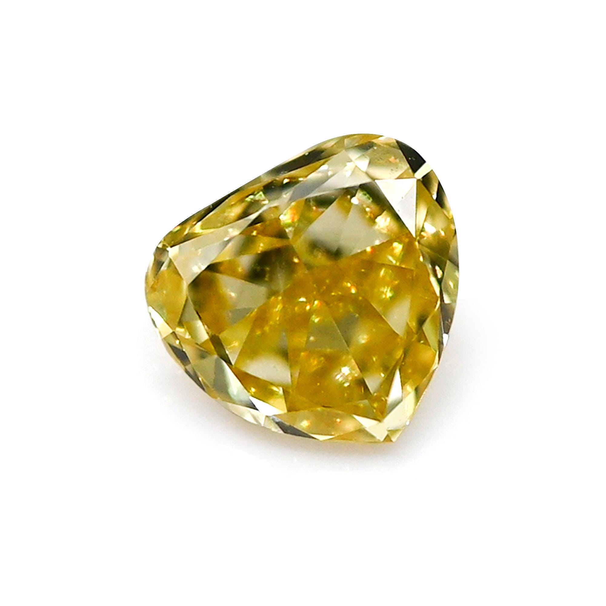 0.21 Ct Natural Fancy Vivid Yellow Diamond Loose Heart SI1 GIA 