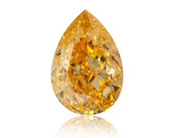 0.30 TCW Natural Loose Diamond, Fancy Intense Orange-yellow Color, Pear Shape Shape, SI2 Clarity Gia Certified Handmade Jewelry Rare Gift