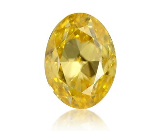 0.51 TCW Natural Loose Diamond, Fancy Vivid Yellow Color, Oval Shape, VVS1 Clarity Gia Certified Handmade Jewelry Rare Gift