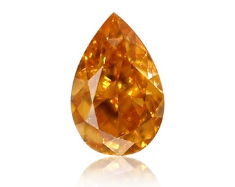 0.29 TCW Natural Loose Diamond, Fancy Vivid Yellow-orange Color, Pear Shape Shape, VS1 Clarity Gia Certified Rare Gift Handmade Jewelry