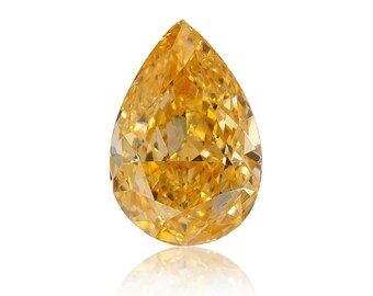 0.31 TCW Natural Loose Diamond, Fancy Intense Orange-yellow Color, Pear Shape Shape, VS2 Clarity Gia Certified Rare Gift Diamonds For Crafts