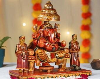Ganesha Statue for Home Decor painted ganesh wooden ganesh for mandir indian decor for home gift for diwali decoration gift for new home