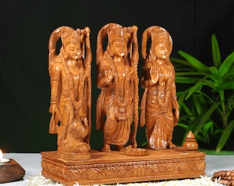 Ram Darbar Statue Wooden Carved Ram Parivar