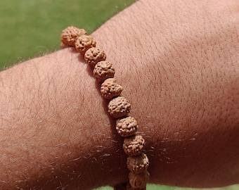 Five Face Rudraksha Bracelet Mala, Shiva Bracelet, Yoga Bracelet, Rudraksha Beads, 8mm Beads, 5-Mukhi Bracelet