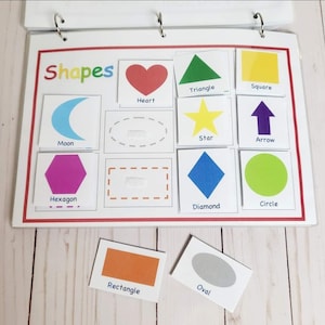 Puede incluir: Un juguete educativo colorido para que los niños aprendan sobre las formas. El juguete presenta una variedad de formas, incluyendo un corazón, un triángulo, un cuadrado, una luna, una estrella, una flecha, un hexágono, un diamante, un círculo, un rectángulo y un óvalo. Cada forma está etiquetada con su nombre.