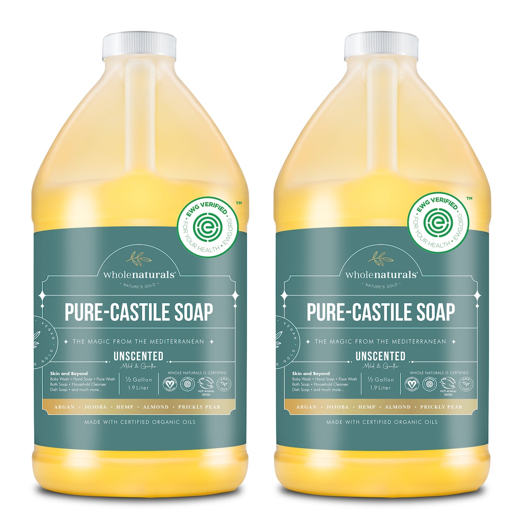 Whole Naturals Liquid Castile Soap 128 Oz TWOPACK Unscented Vegan