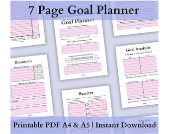 Goal Planner | Goal Setting | Productivity | Motivation | Lifestyle | Pink | Template | Printable A4 and A5 PDF | Instant Download