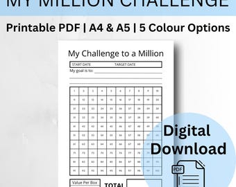 Millionaire Printable Tracker | Money Saving | PDF Template | 5 Colour Options | Wealth Tracker | Instant Download