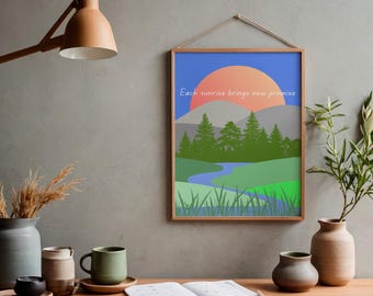 Inspirational Sunrise Wall Art Printable | Motivational Quote | PDF Digital Download A2, A3 and A4