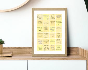 Lighthearted Post-It Notes Wall Art Printable | Life Reminders | Quirky Motivation Poster | Digital Download | Sizes A2, A3 & A4