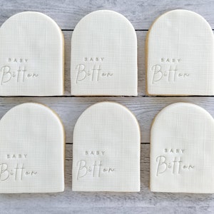 Galletas de azúcar personalizadas con forma de arco / Galletas para baby shower / Galletas para despedida de soltera / Recuerdos para despedida de soltera / Galletas de azúcar personalizadas
