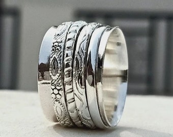 Handmade Sterling Silver Spinner Ring: Women's Meditation Anxiety Fidget Ring