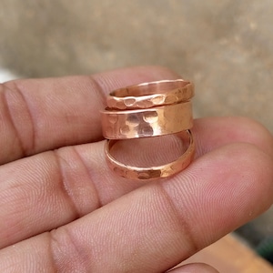 手作り純銅リングセット：瞑想スタッキングリング