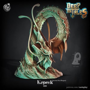 Kepesk (Ancient Sea Dragon) by Cast n Play | 111mm Scale Miniature | DnD 5E | Pathfinder | Deep Sea Tales | Fantasy Tabletop RPG
