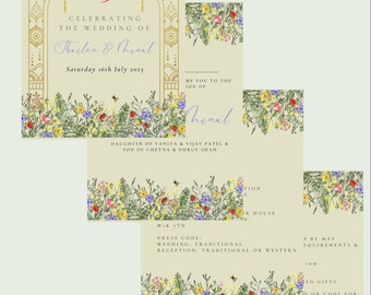 Botanical Hindu Wedding Invite