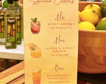 Sangeet cocktail & food menu