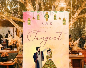 Yellow and Pink Sangeet Welcome Sign