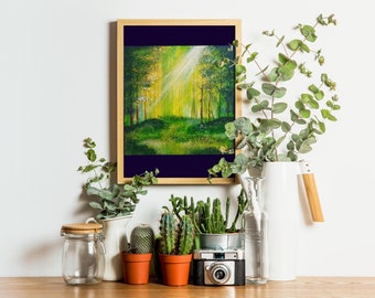 Printable acrylic painting / forest / wall art decor