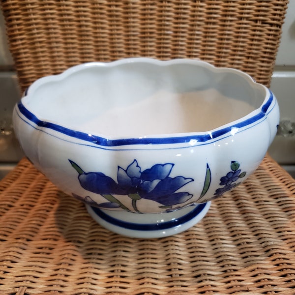 Blue & White Chinoiserie Style Planter/Pedestal Bowl