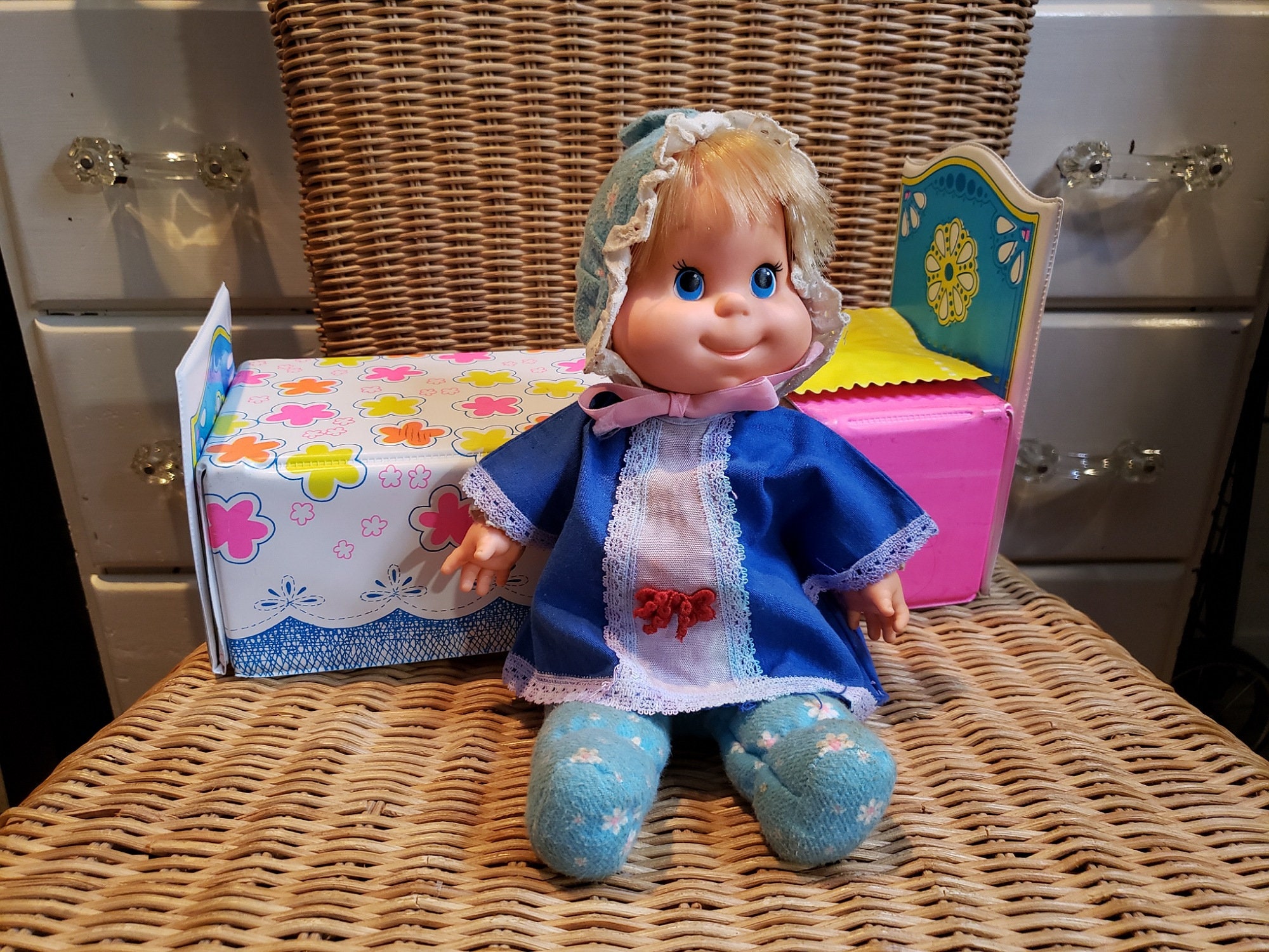 1970's Talking Baby Beans Doll W/beddie Bye Case & Clothes Etsy