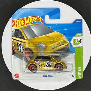 Hot Wheels Fiat 500e Gold | 1:64 Diecast Electric Car | EV Series Collector Car