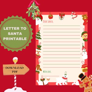 Lettera a Babbo Natale STAMPABILE / Lettera per bambini a Babbo Natale / Lettera di Babbo Natale / Natale / Natale stampabile / Lettera a Babbo Natale / STAMPABILE