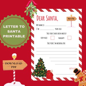 Lettera a Babbo Natale STAMPABILE / Lettera per bambini a Babbo Natale / Lettera di Babbo Natale / Natale / Natale stampabile / Lettera a Babbo Natale / STAMPABILE