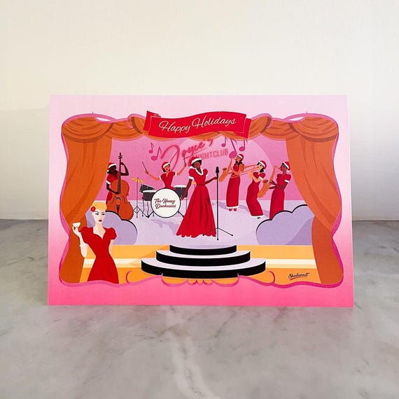 1940s Swing Band 'Happy Holidays' Card: Vintage Music Lover Gift