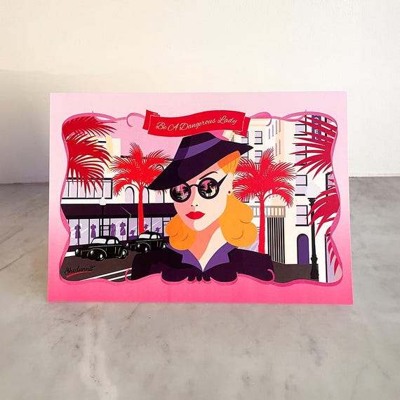 Elvira Slate 'Dangerous Lady' Greeting Card: 1940s Detective Illustration